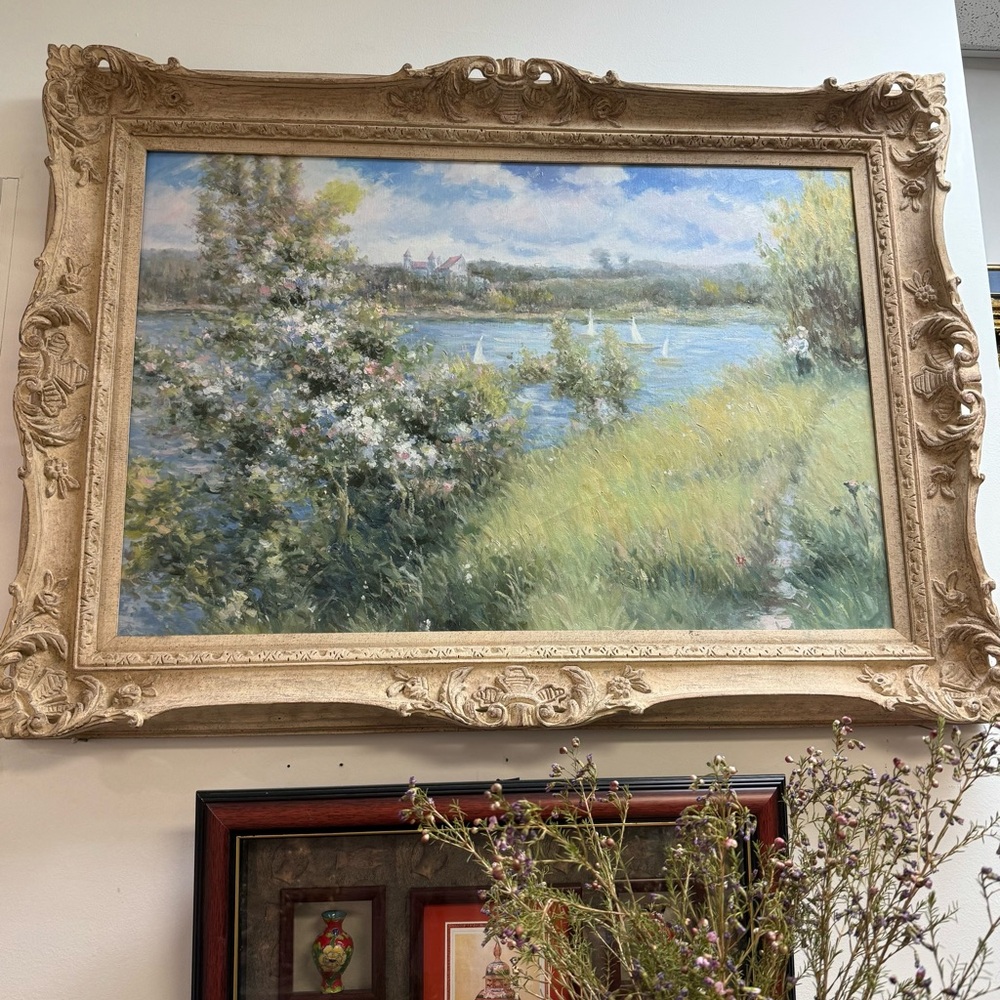 Elegant Landscape Painting with Ornate Frame
